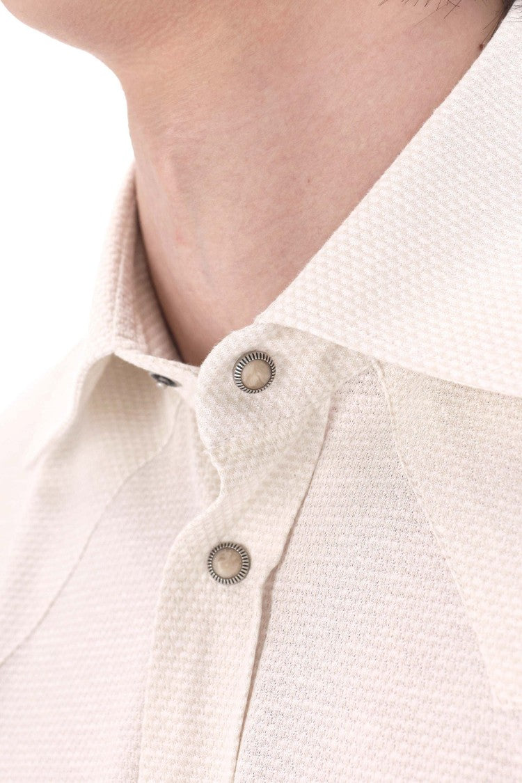 Eleventy Sabbia Textured Cotton-Linen Texas Shirt