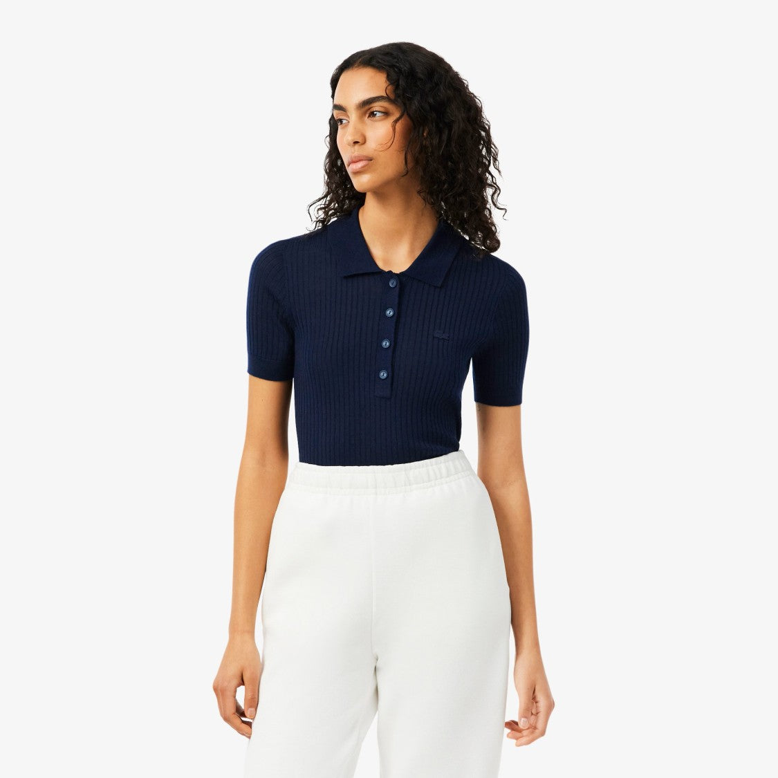 Lacoste Ribbed Knit Polo Shirt With Classic Collar
