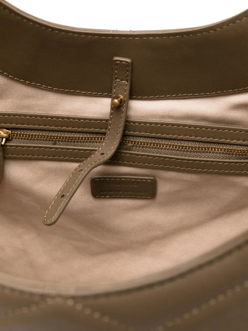 Pinko Quilted Chevron Tote Bag With Decorative Emblem