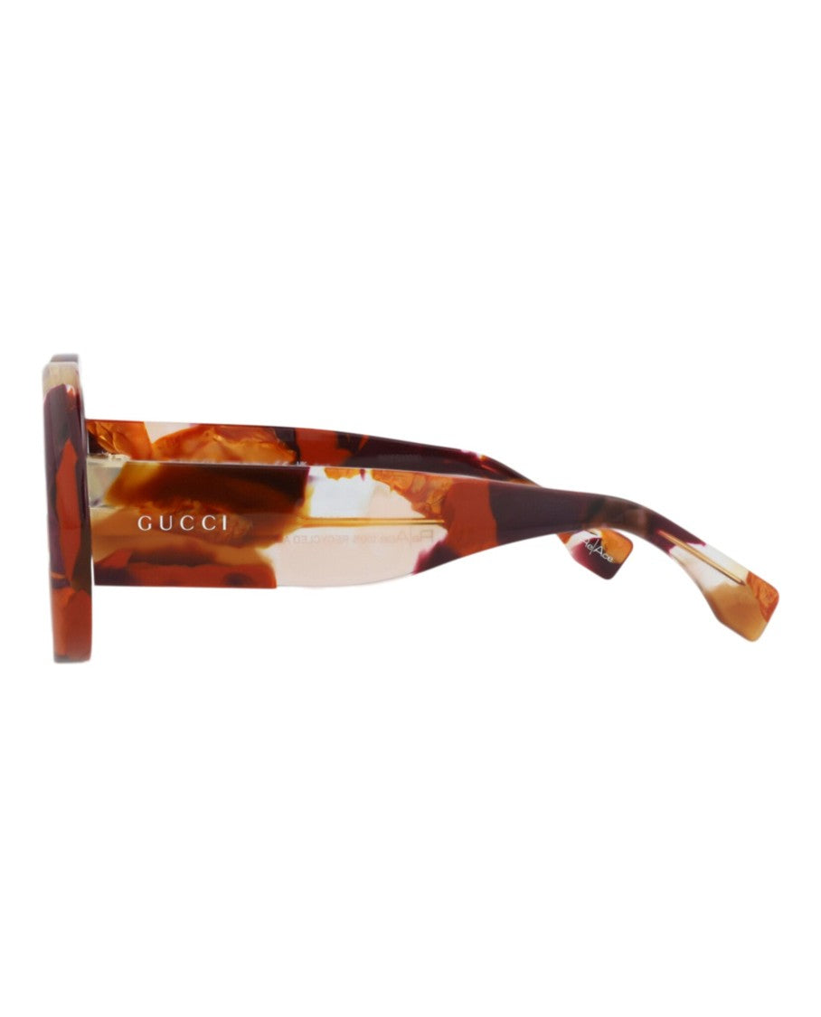 Gucci Round-Frame Recycled Acetate Sunglasses With Saddle Nose Bridge