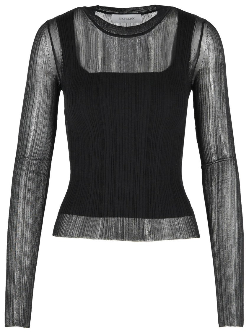 Sportmax 'Buono' Trompe L'oeil Sweater In Black Viscose Blend
