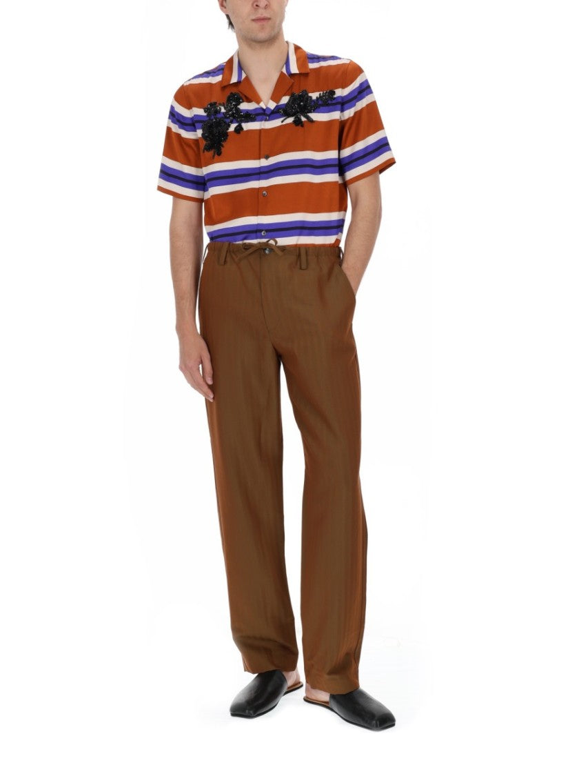 Dries Van Noten Penny Long Vertical Lines Straight Pants