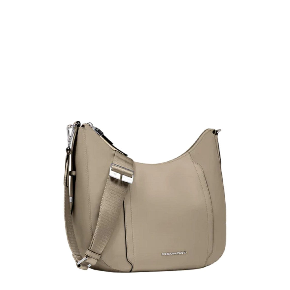 Piquadro Beige Leather And Fabric Shoulder Bag