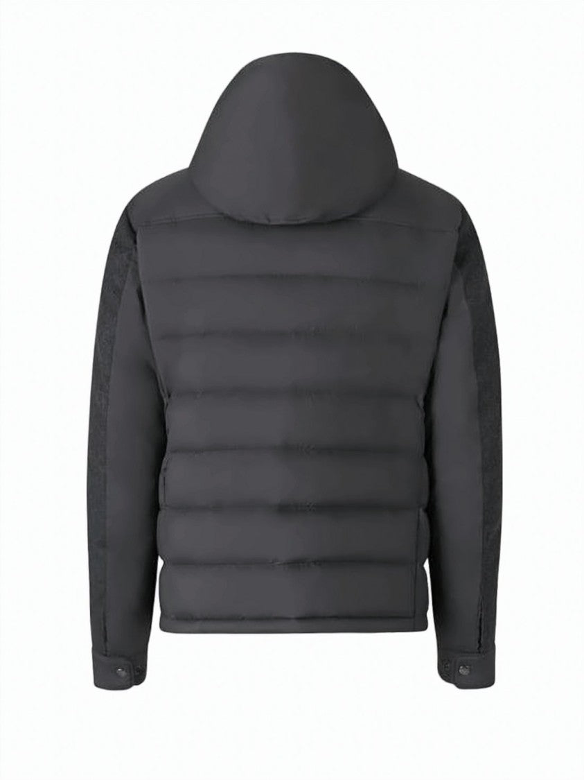 Moncler Quilted Short Jacket With Contrasting Textures And Flap Pockets
