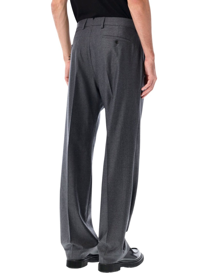 Ami Paris Tailored Anthracite Wool Trousers With Refined Silhouette
