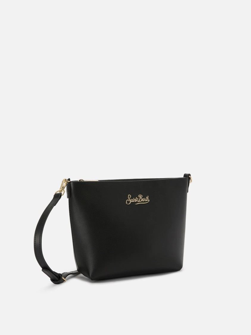 Mc2 Saint Barth Minimalist Black Handbag With Gold-Tone Hardware
