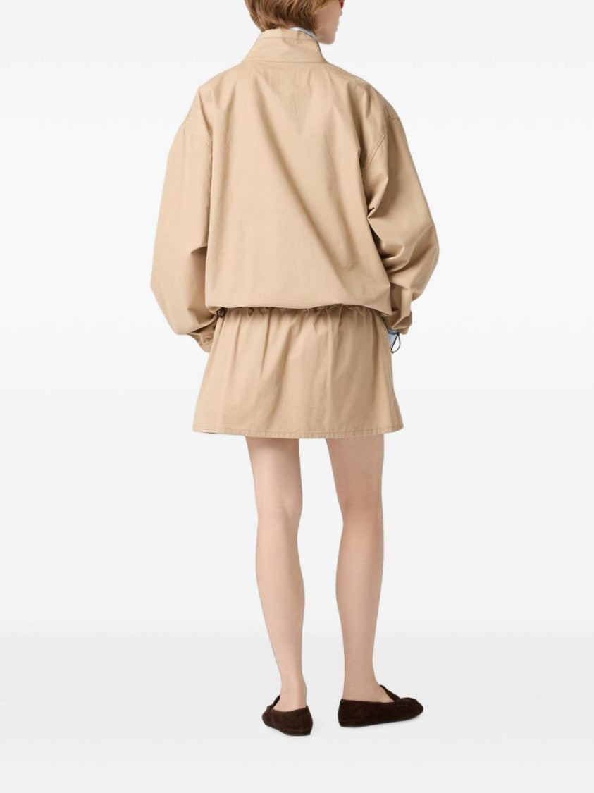 Miu Miu Relaxed-Fit High Collar Jacket With Adjustable Drawstrings