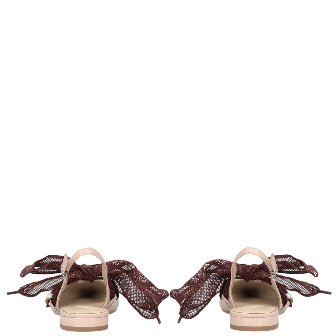 Pinko Pink Slingback Lace-Up Leather Flats