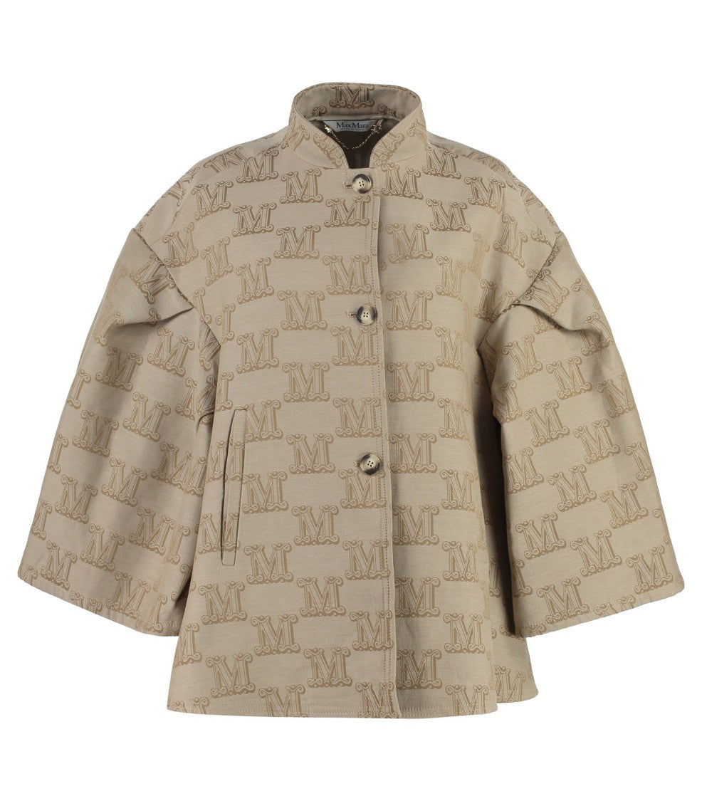 Max Mara Mid-Length Cotton Coat With Embossed 'M' Pattern