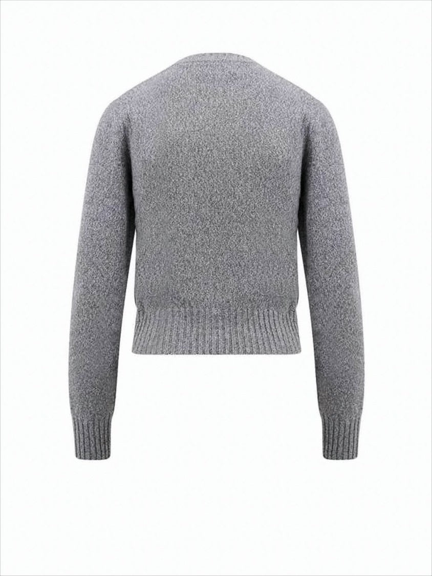 Ami Paris Cropped Heathered Cashmere And Wool Sweater