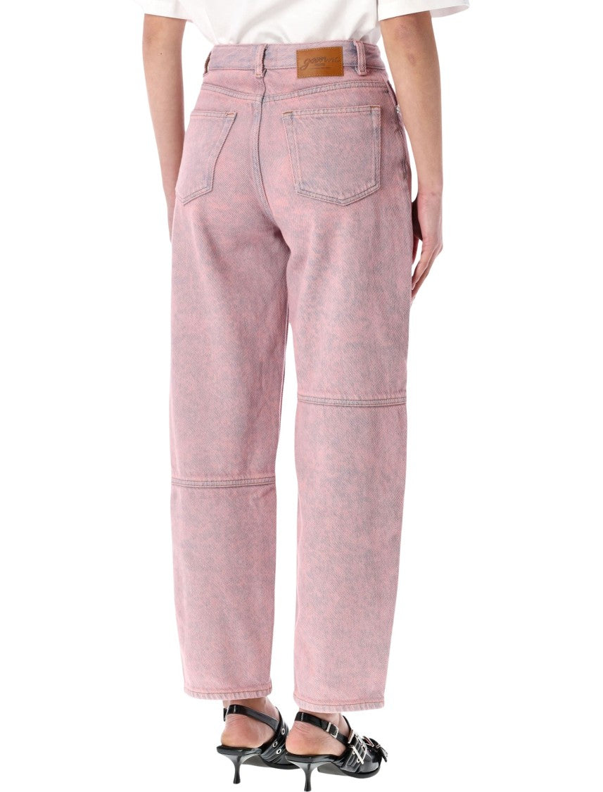 Ganni Pink Washed Barrel Denim Jeans