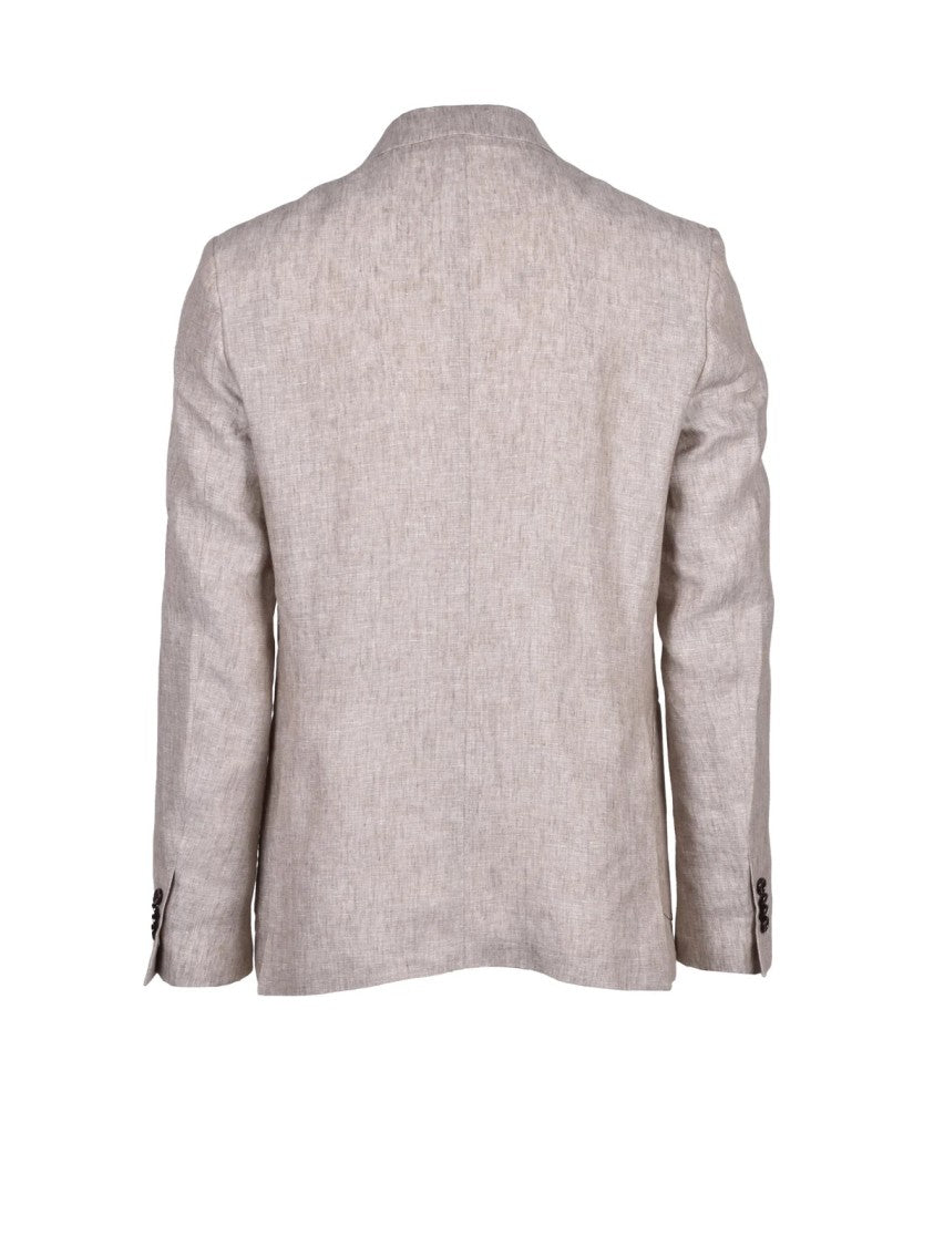 Fugato Beige Linen Men Suit
