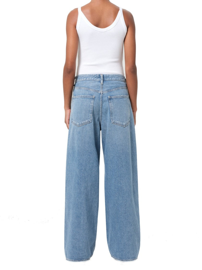 Agolde Light-Washed Wide-Leg Jeans With Asymmetrical Closure