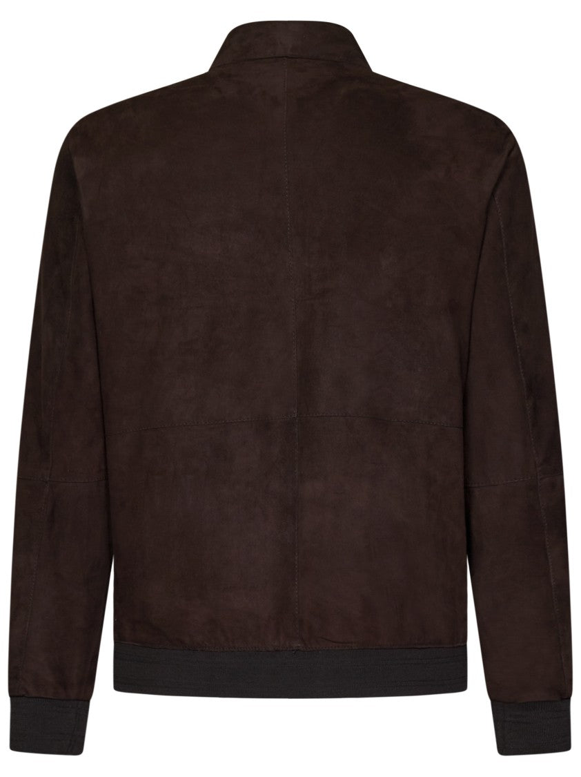 Franzese Collection Tailored Dark Brown Suede Bomber Jacket