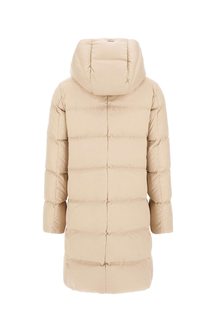 Herno Beige Polyester Funnel-Hood Puffer Coat