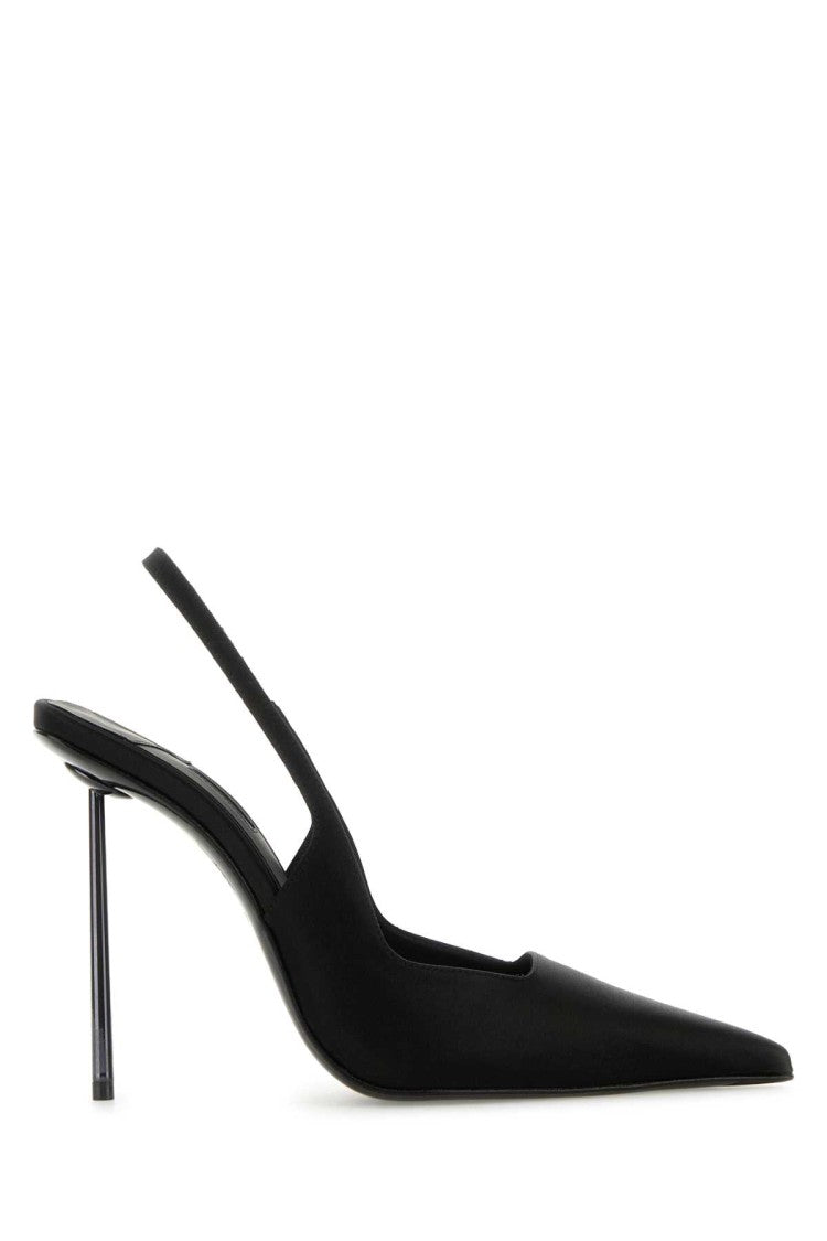 Le Silla Black Satin Chanel Amelia Pumps
