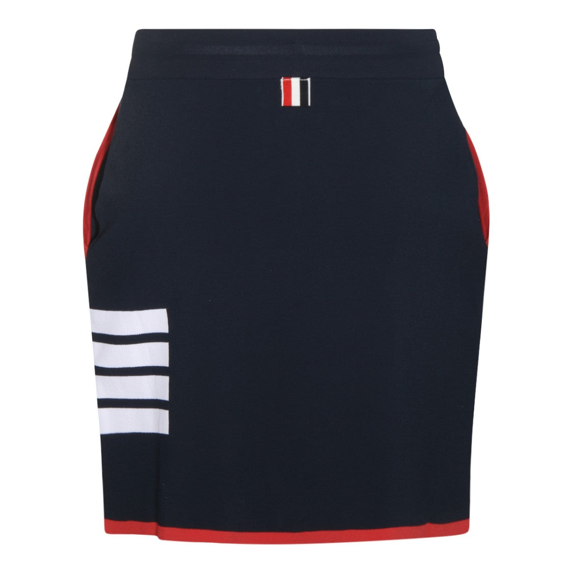 Thom Browne Navy Viscose Blend Mini Skirt