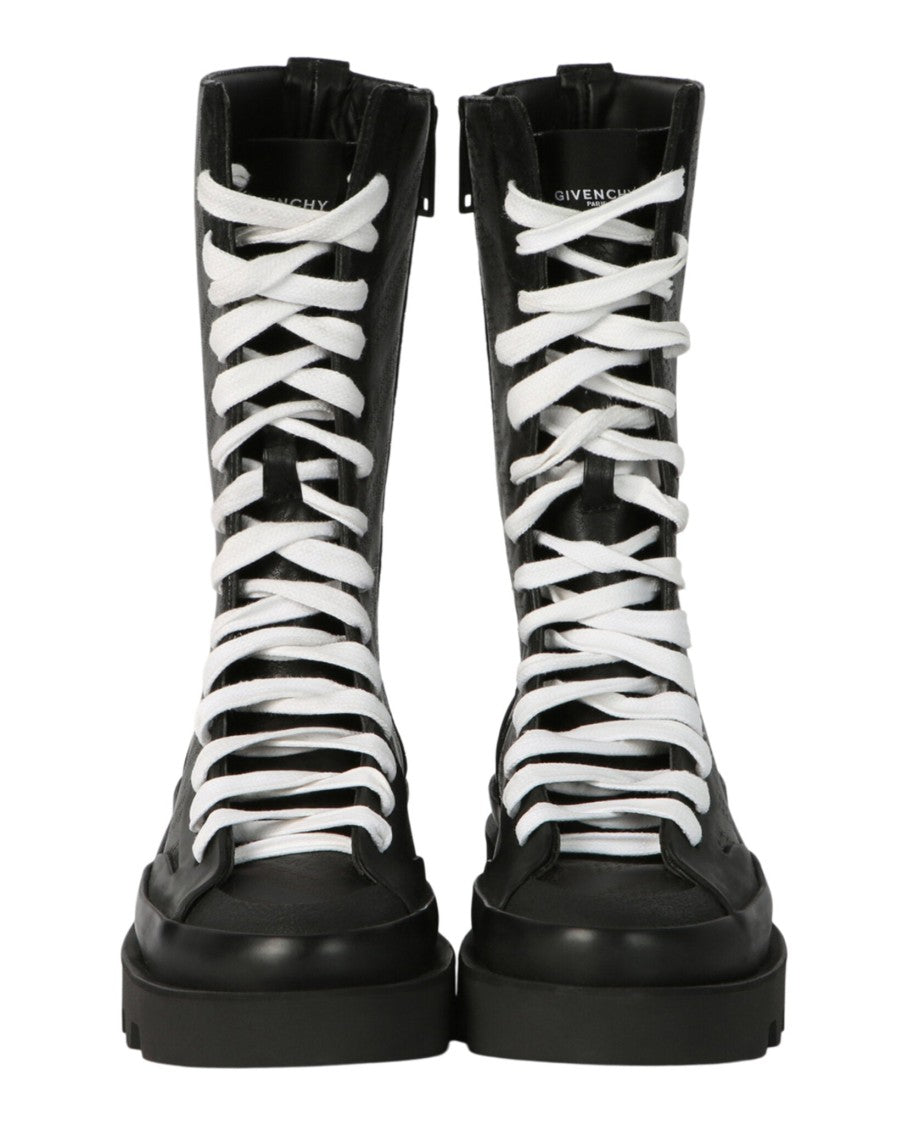 Givenchy Clapham Calfskin Leather Mid-Calf Combat Boots