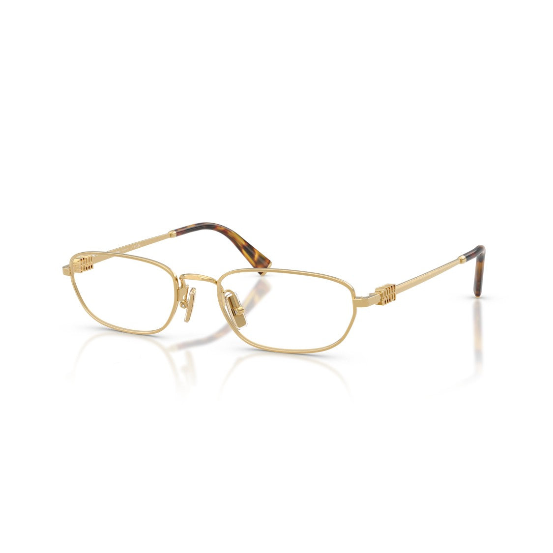 Miu Miu 0Mu 52Zv Polished Gold Rectangular Metal Sunglasses