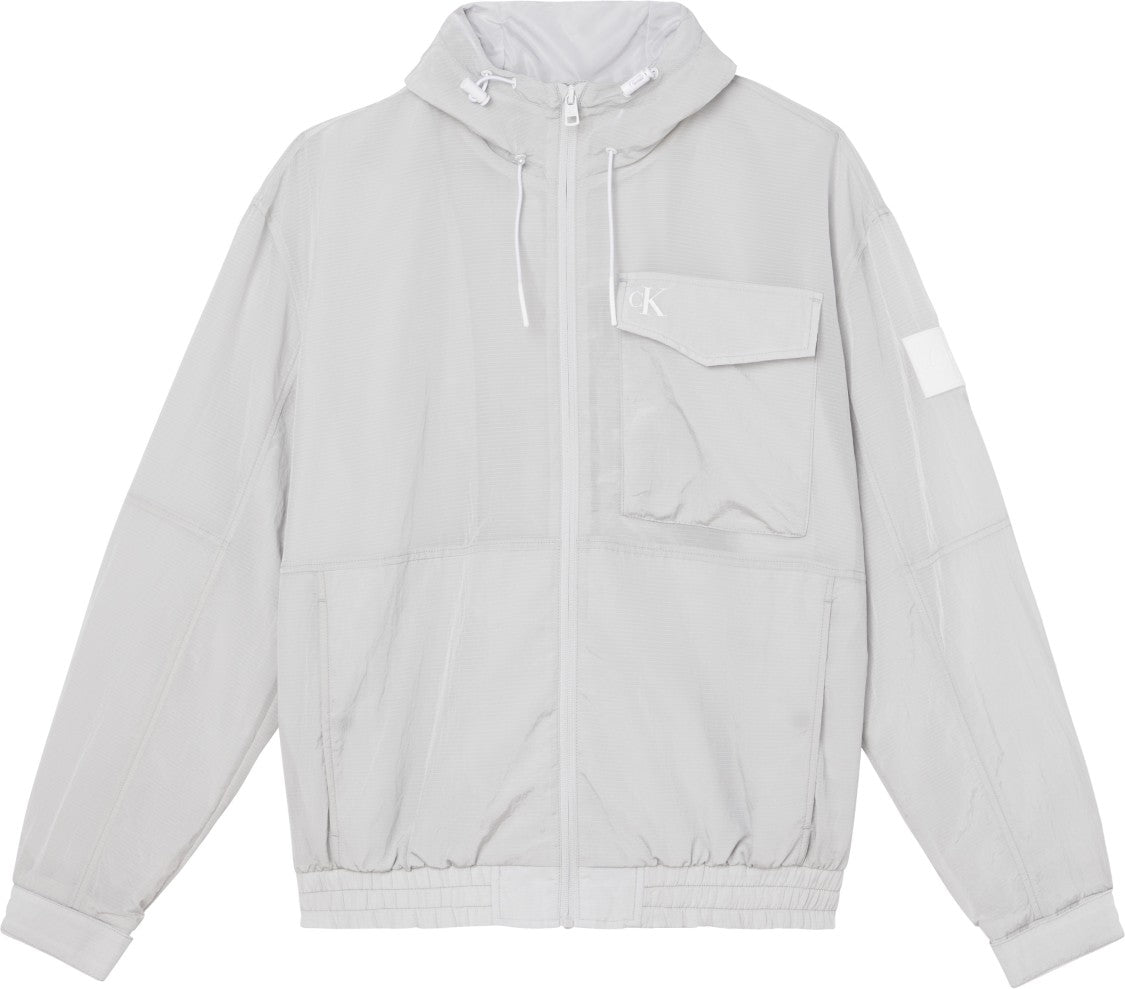 Calvin Klein Light Grey Minimalist Jacket Hood Zipper
