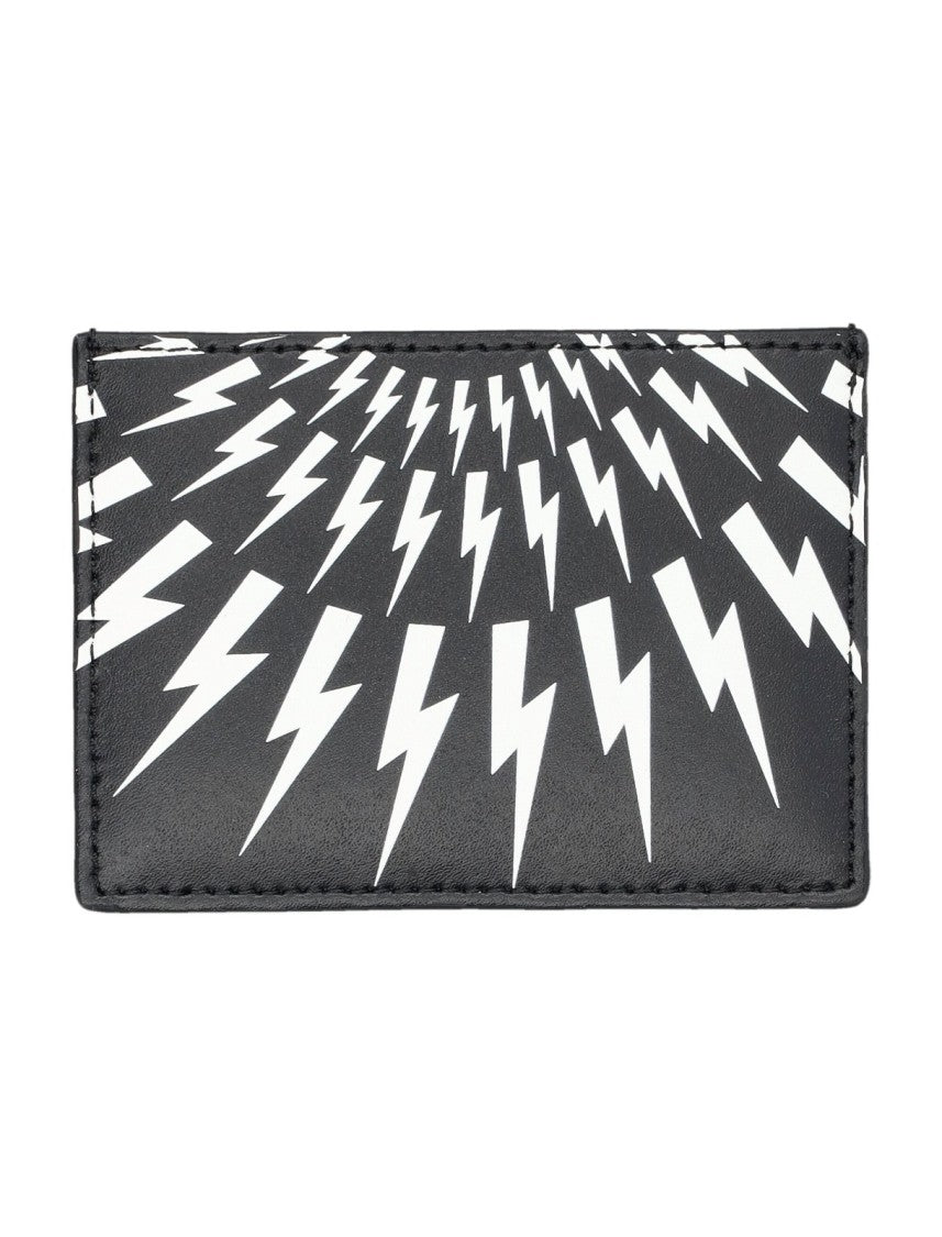 Neil Barrett Rectangular Black Wallet With Bold Lightning Bolt Pattern