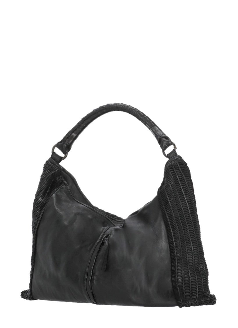 Reptile's House Textured Leather Shopper Bag With Moon Pattern