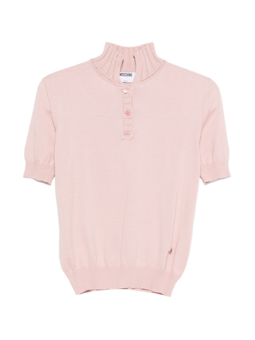 Moschino Light Pink Ribbed Side Tie Sweater