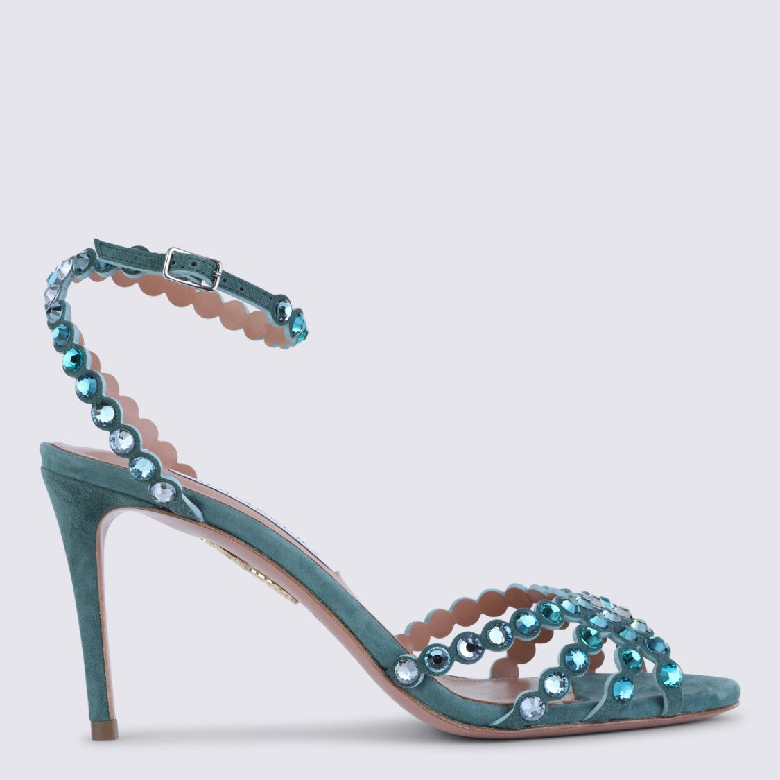 Aquazzura Turquoise Leather Tequila Sandals 85