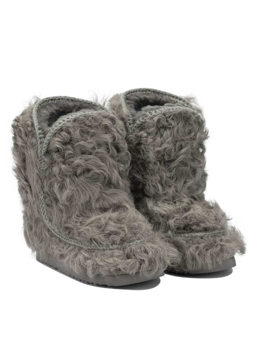 Mou Curly Textured Sheepskin Ankle Boots