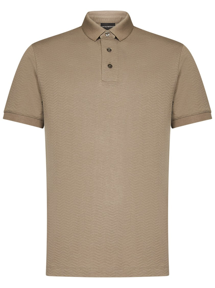 Emporio Armani Beige Polo Shirt With Eagle Embroidery