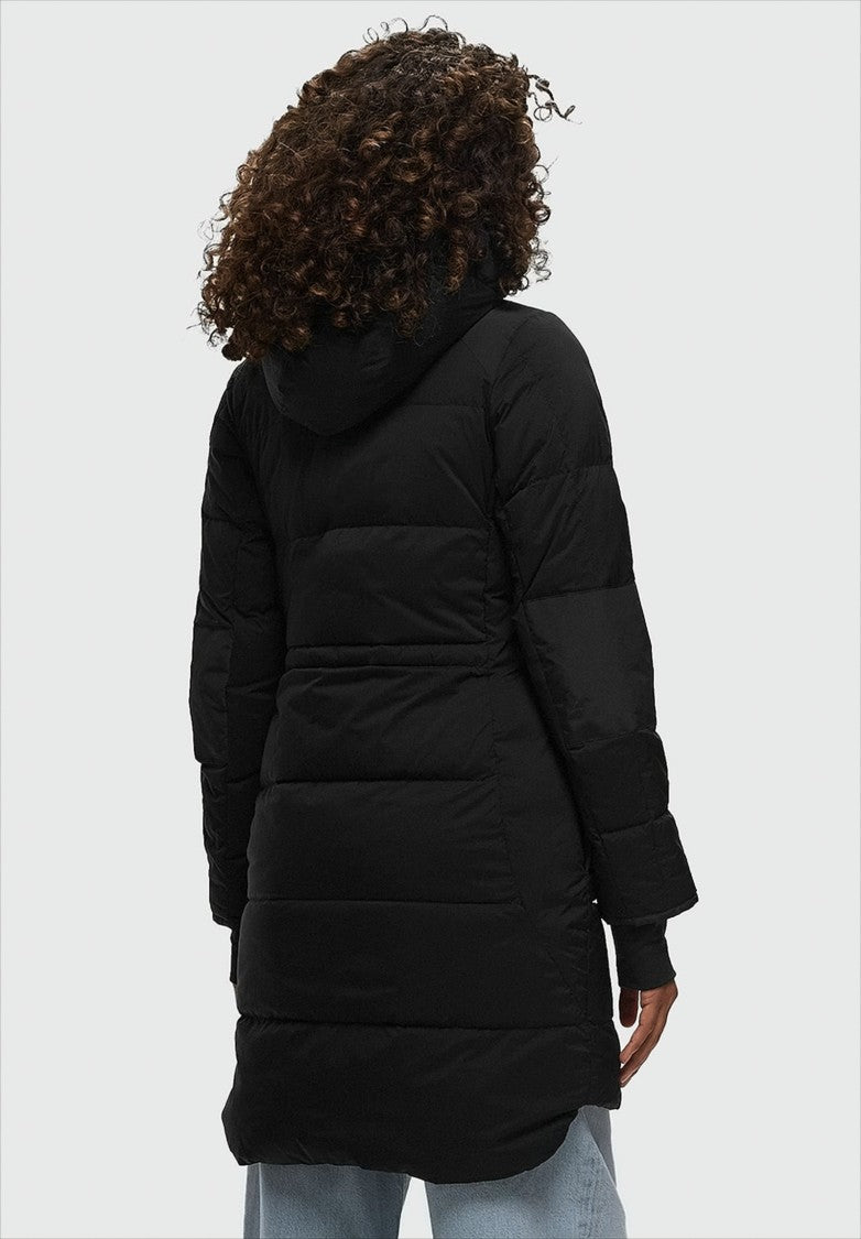 Canada Goose Quilted Long Black Down Coat With Adjustable Hood