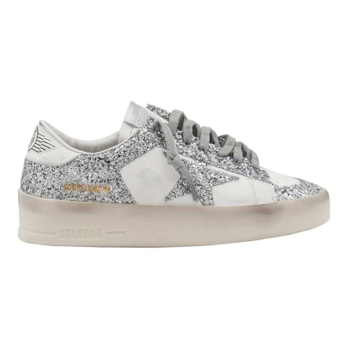 Golden Goose Glittered Silver Low-Top Sneakers