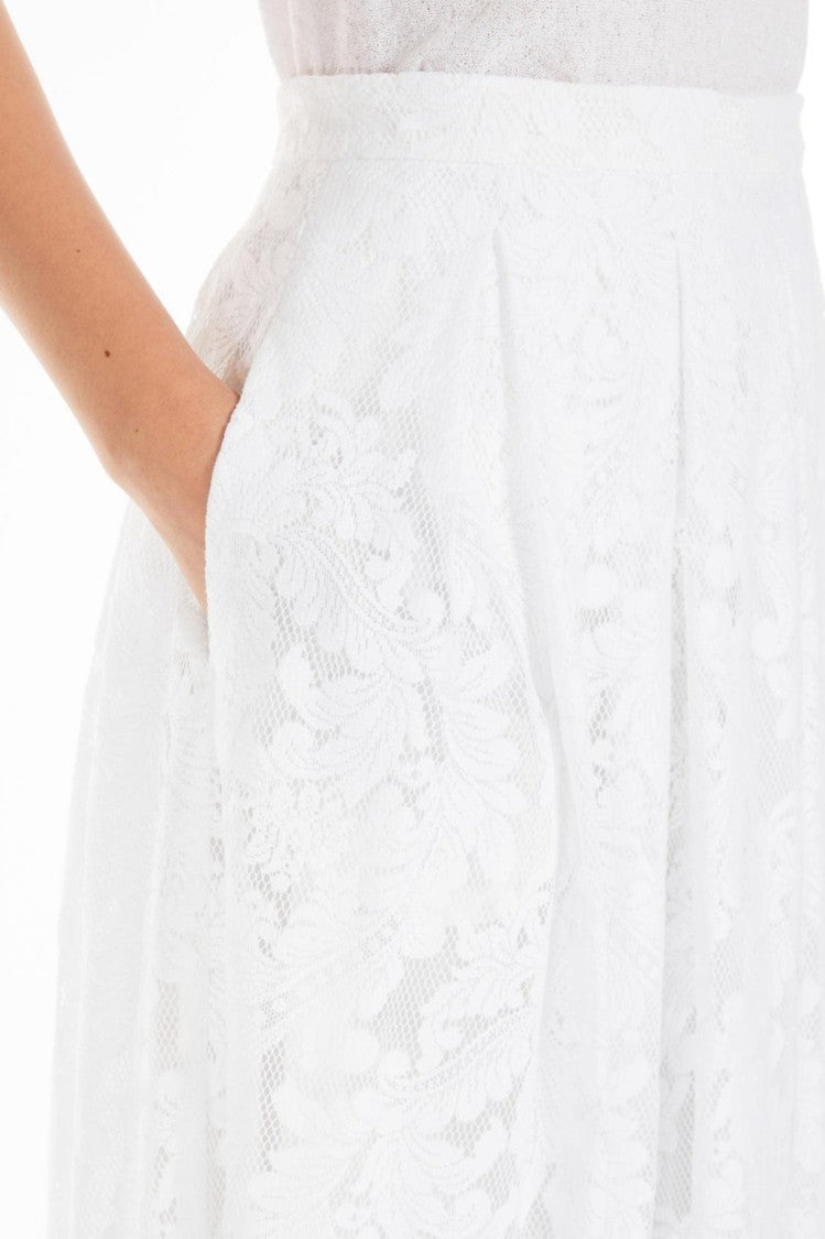 Max Mara Midi-Length Skirt With Delicate Lace Overlay