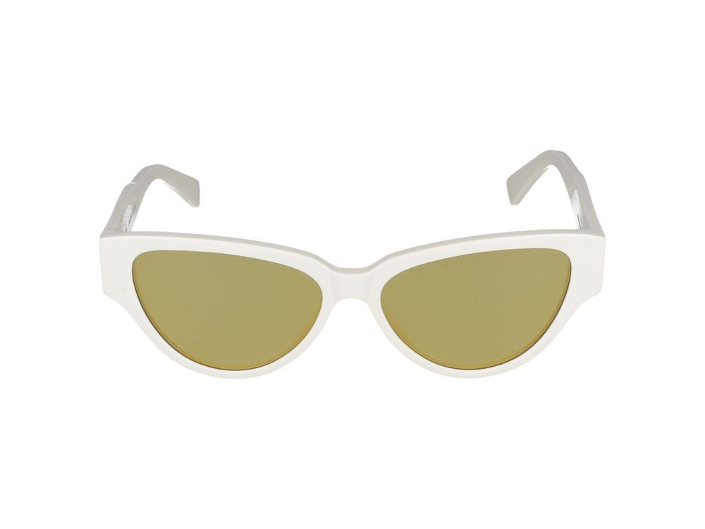 Bottega Veneta White Bold Acetate Frame Cat-Eye Sunglasses