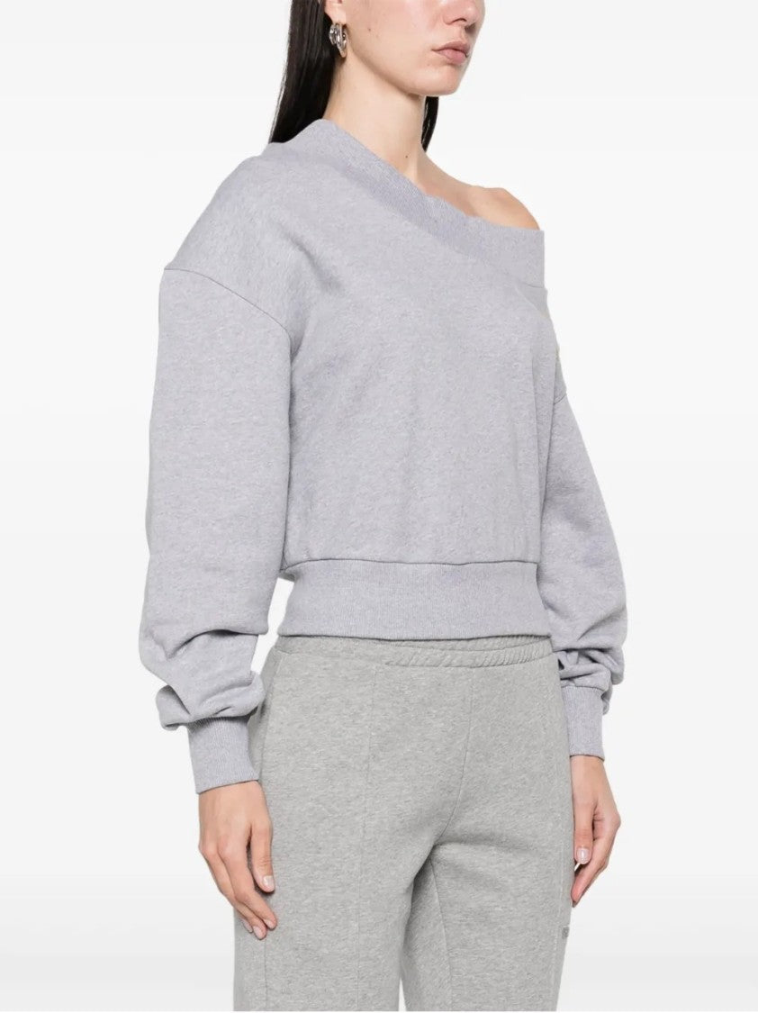 The Attico One-Shoulder Cropped Sweatshirt With Open Back