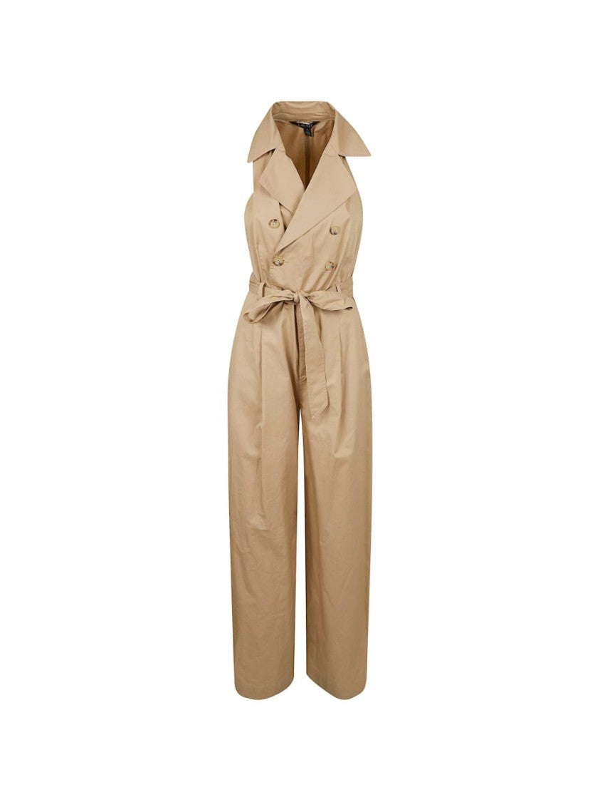 Lauren Ralph Lauren Neutral Tailored Double-Breasted Jumpsuit