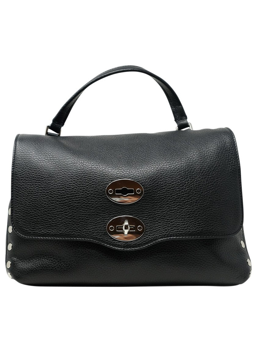 Zanellato Black Postina Daily Day S Leather Handbag