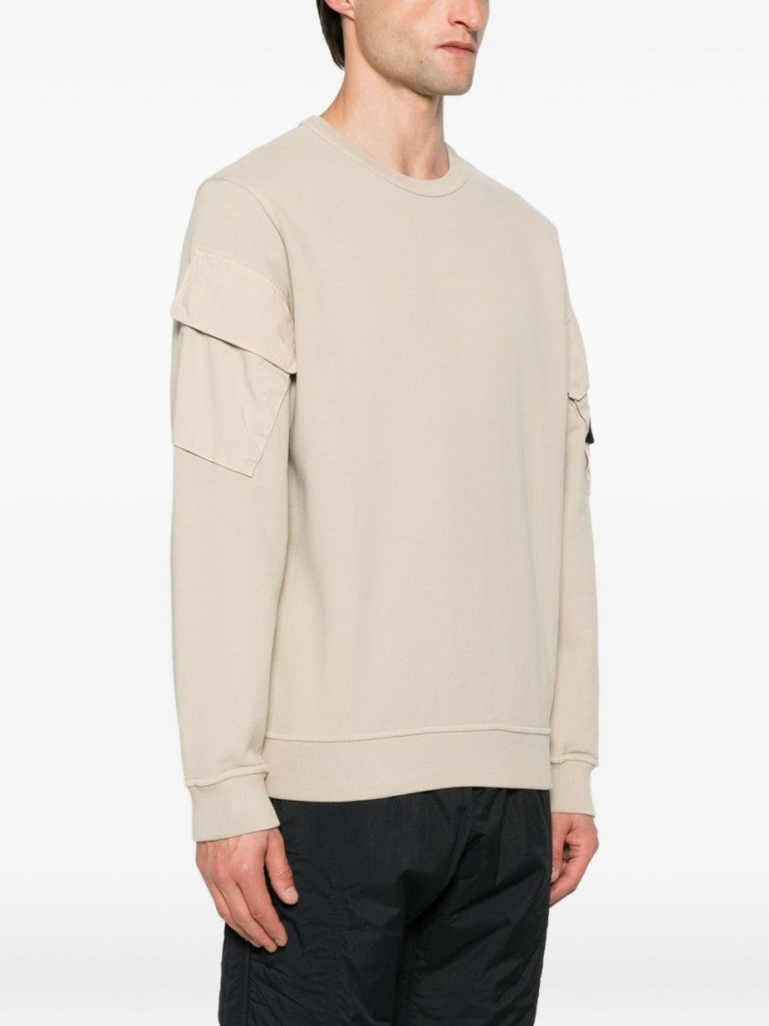 Stone Island Relaxed Fit Beige Sweatshirt With Flap Pockets