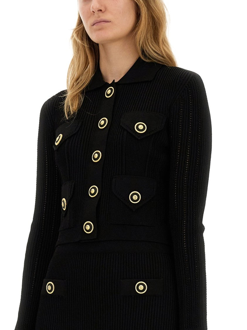 Balmain Fitted Black Knitted Cardigan