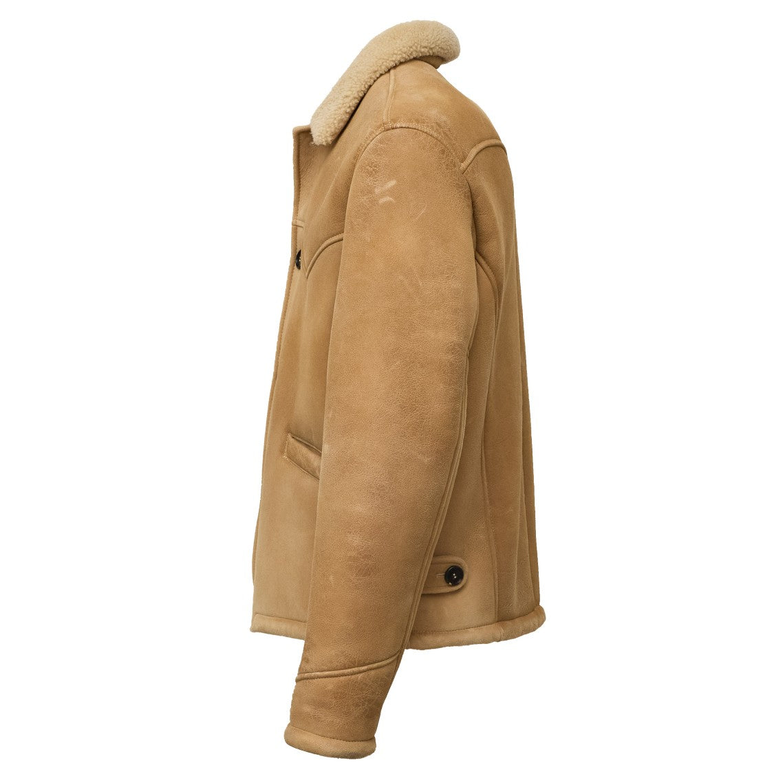 Stewart Western-Chic Shearling Jacket With Structured Fit And Adjustable Straps