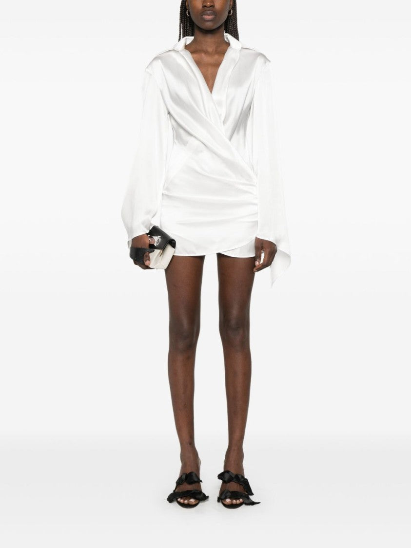 Mônot Silk Satin Wrap Mini Dress