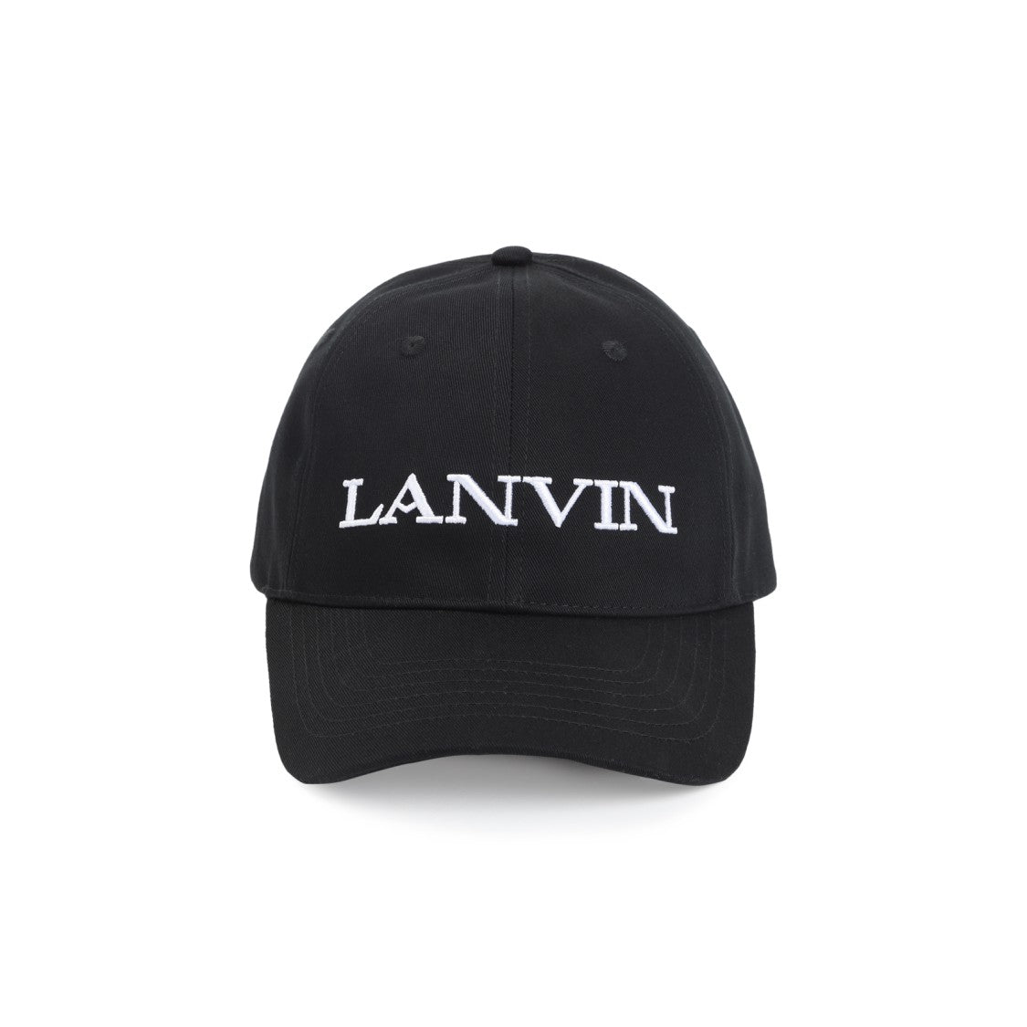 Lanvin Structured Black Cotton Cap With Embroidered Logo