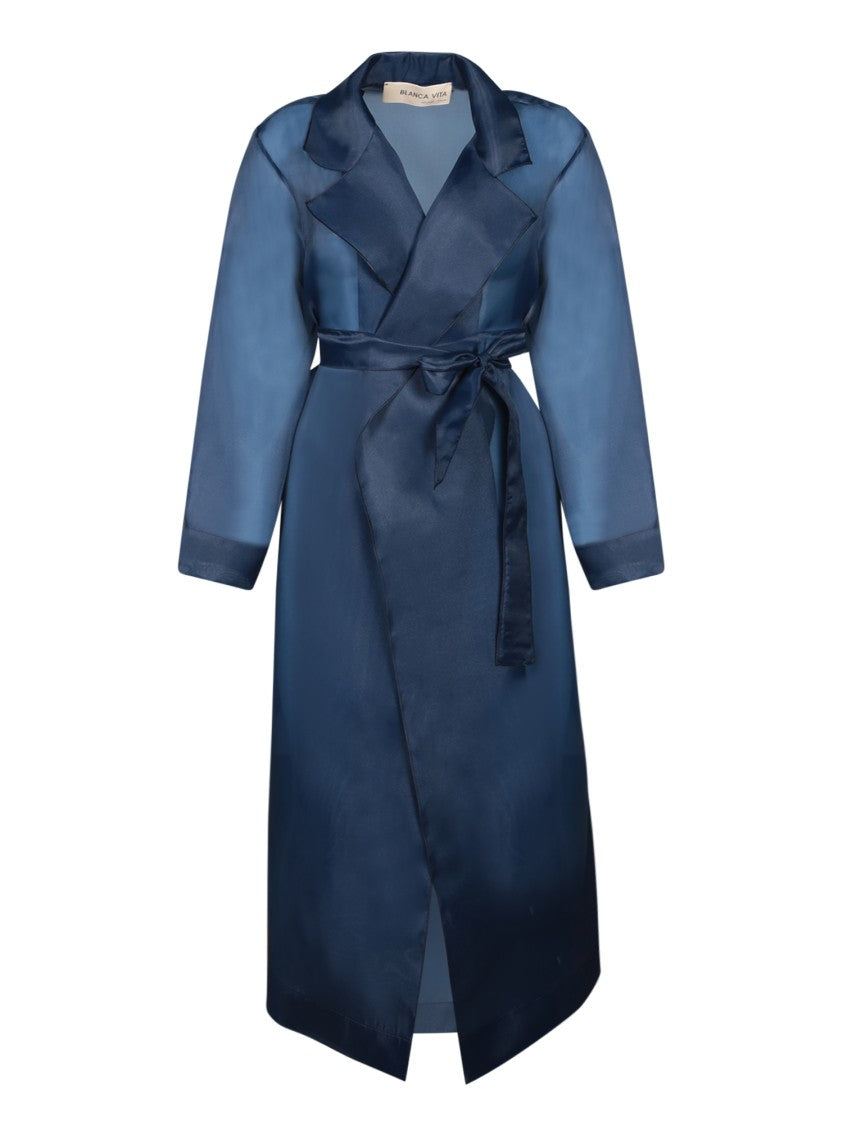 Blanca Vita Sheer Organza Duster Coat With Matching Fabric Belt