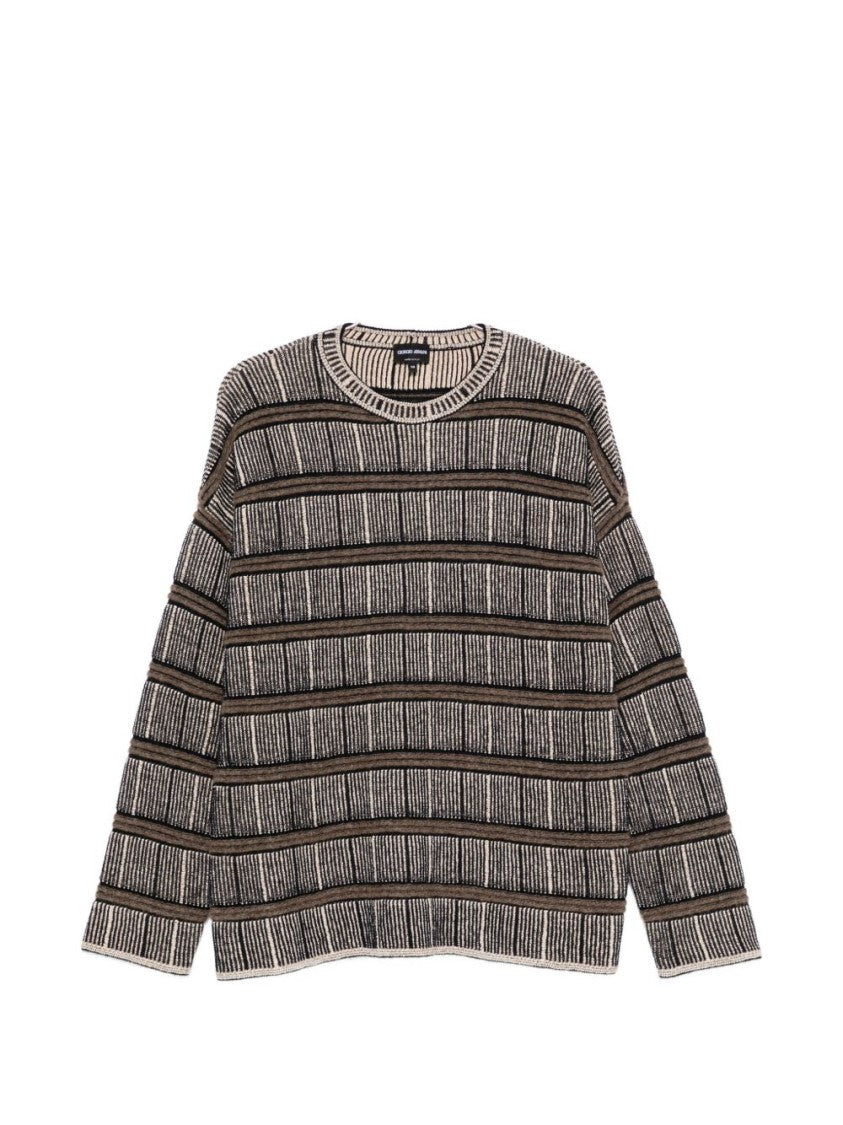 Giorgio Armani Multicolor Horizontal Striped Ribbed Sweater