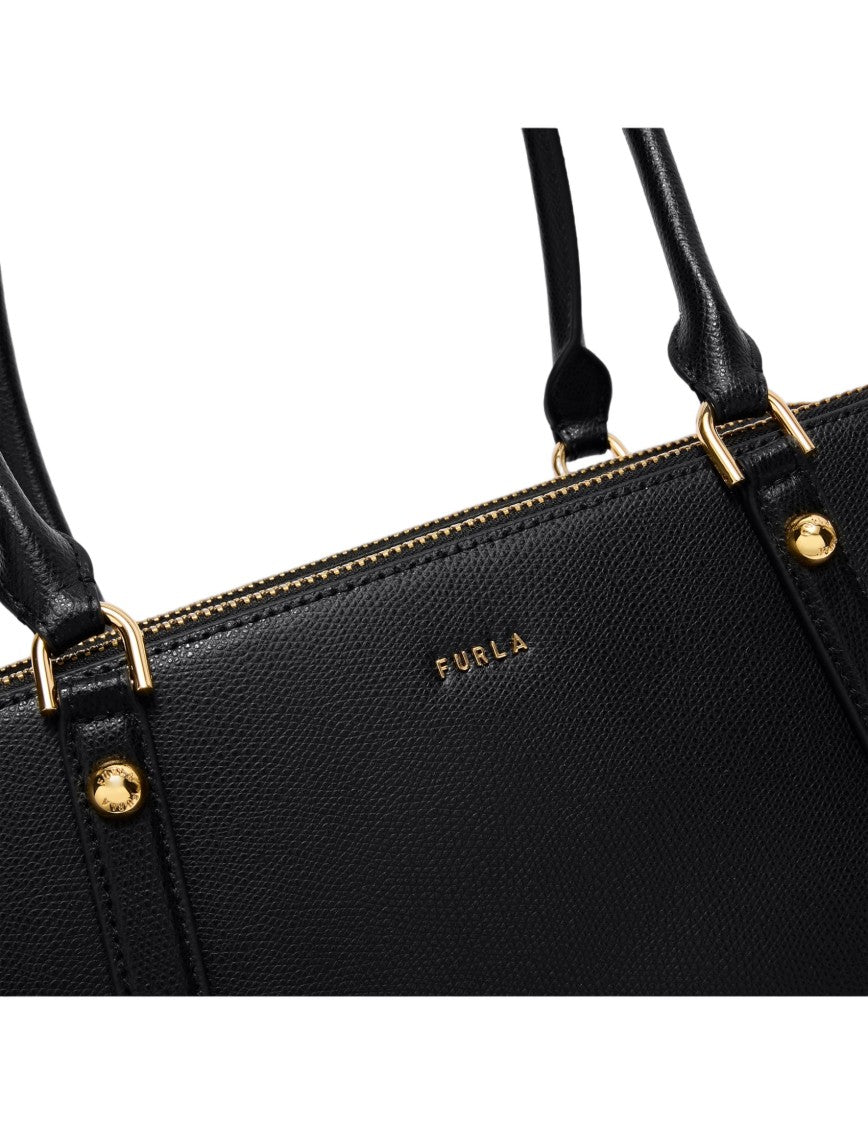 Furla Giulia M Boston Leather Shoulder Bag, Black
