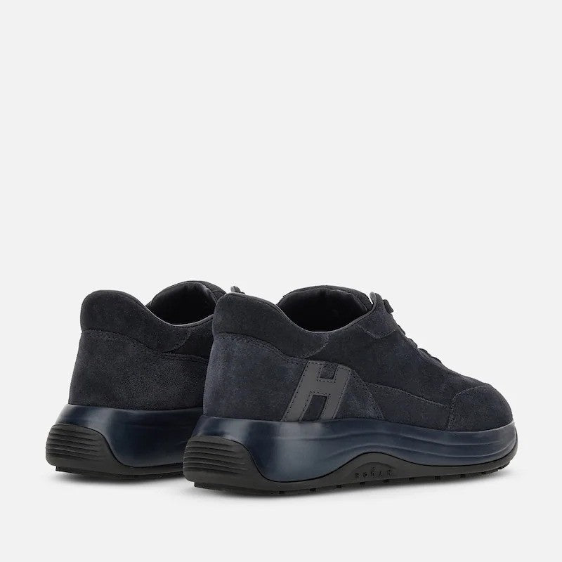 Hogan H719 Allacciato H Blue Calfskin Suede Sneakers
