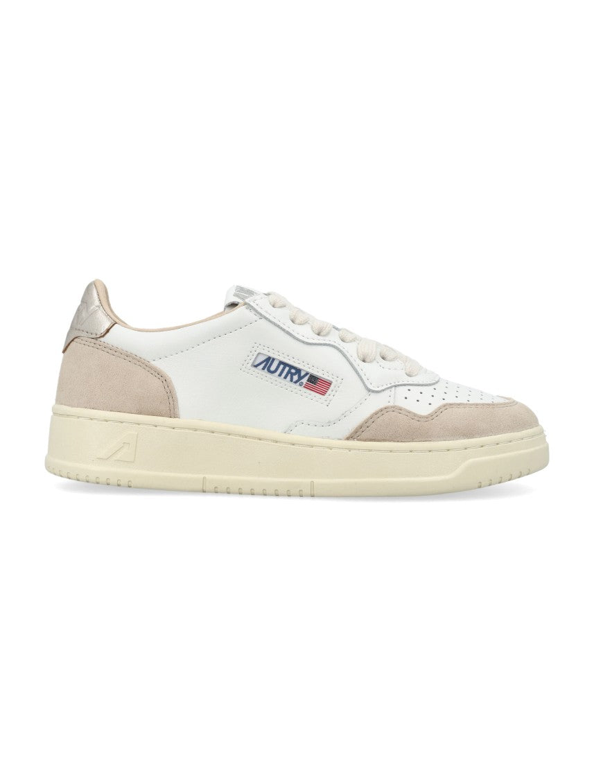 Autry White Medalist Leather Suede Sneakers