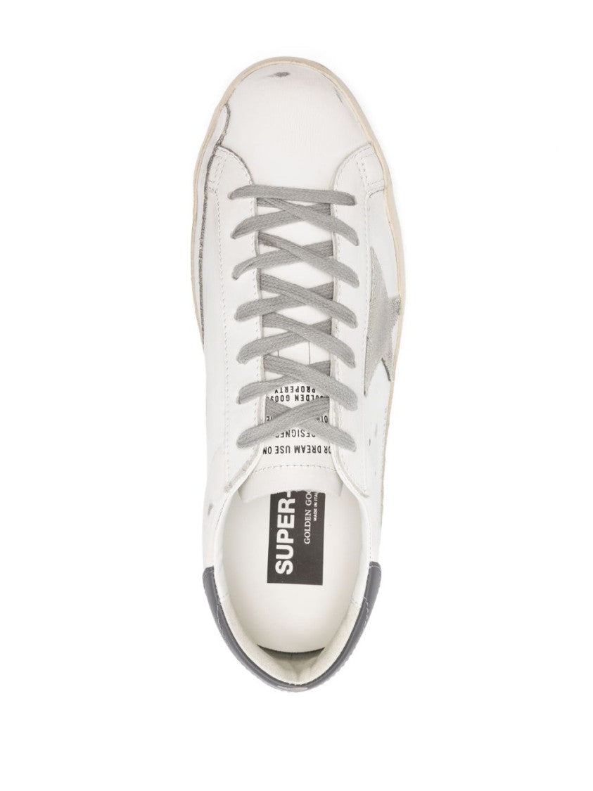 Golden Goose White Soulstar Distressed Leather Low-Top Sneakers