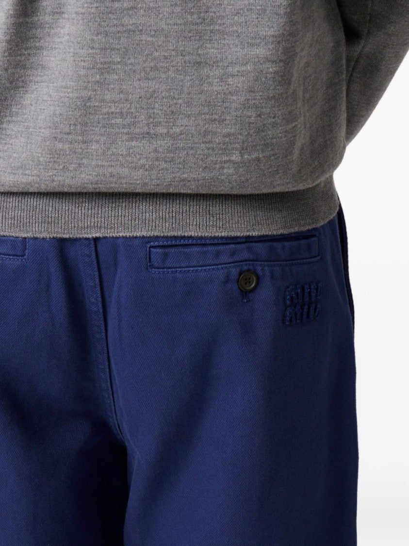 Miu Miu Grey Gabardine Garment-Dyed Straight Pants