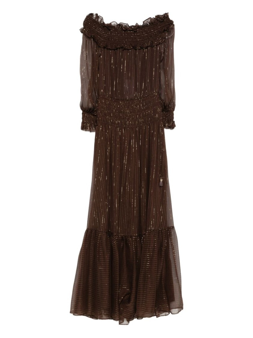 Self-Portrait Maxi Dress With Off-The-Shoulder Neckline